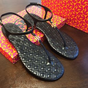Tory Burch black thong logo sandal
